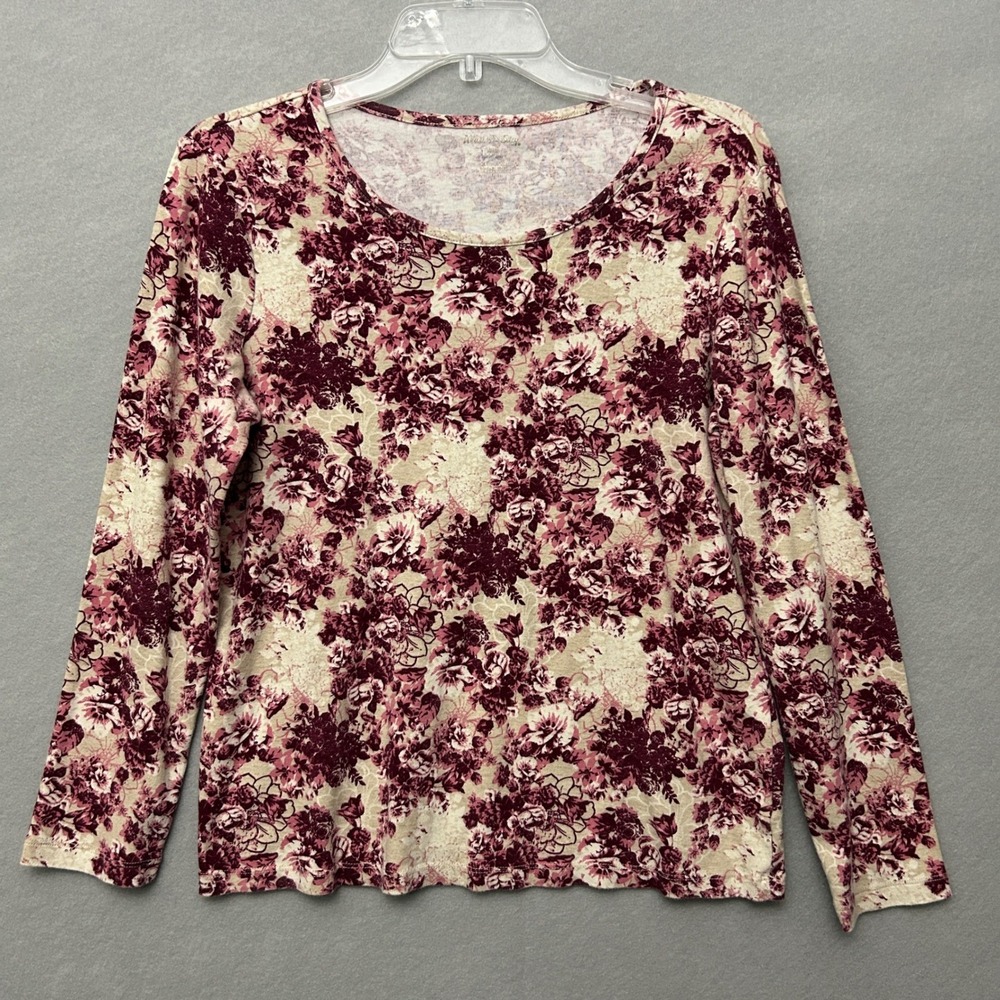 White Stag Women 12-14 Long Sleeve Shirt Floral Y2K Cotton Comfy CE27-0815